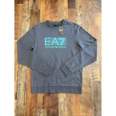 EA7 Emporio Armani Logo Sweatshirt Gray Blue Men's M NWT