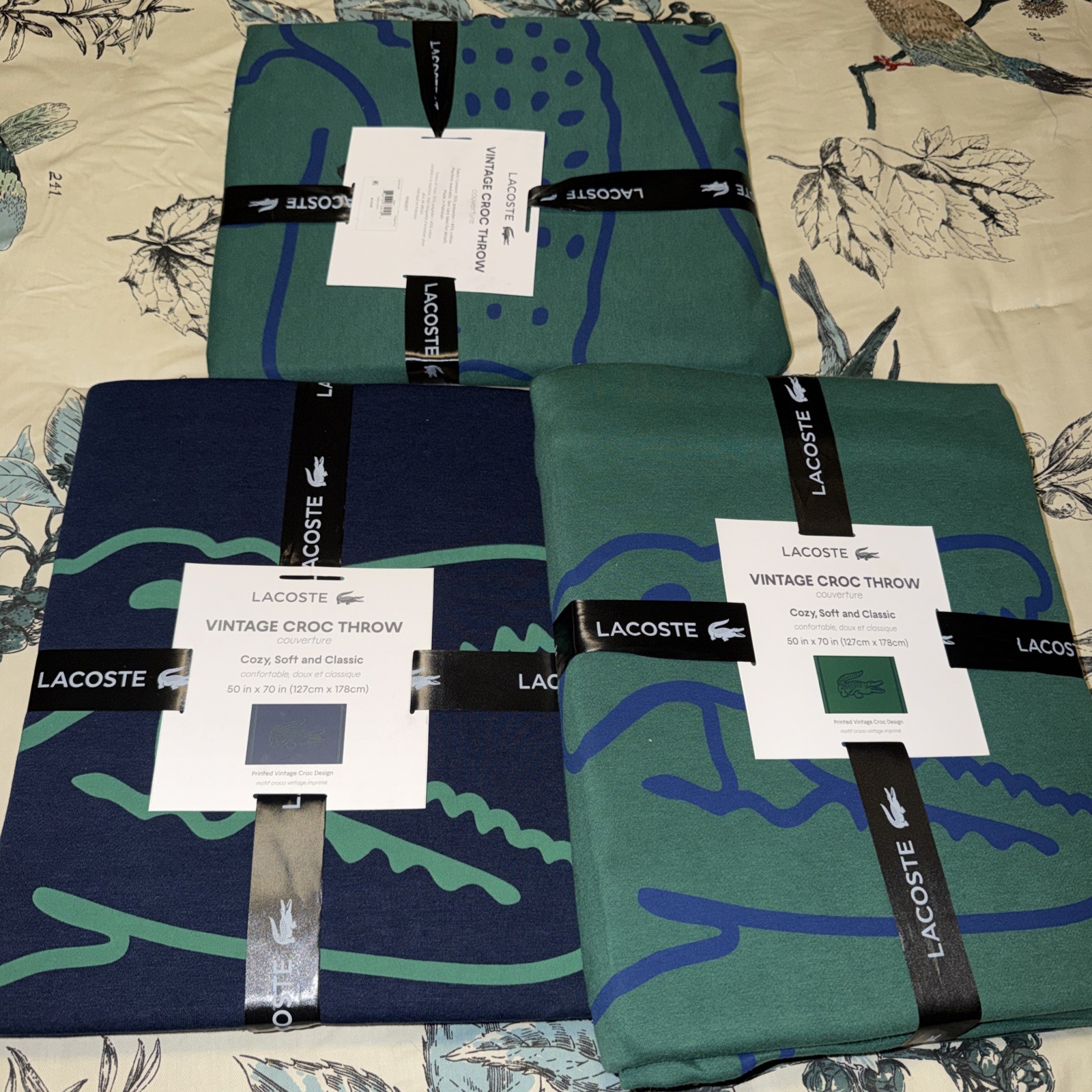 Lacoste Home Navy Vintage-Like Croc Throw, 50" x 70" thumbnail 7