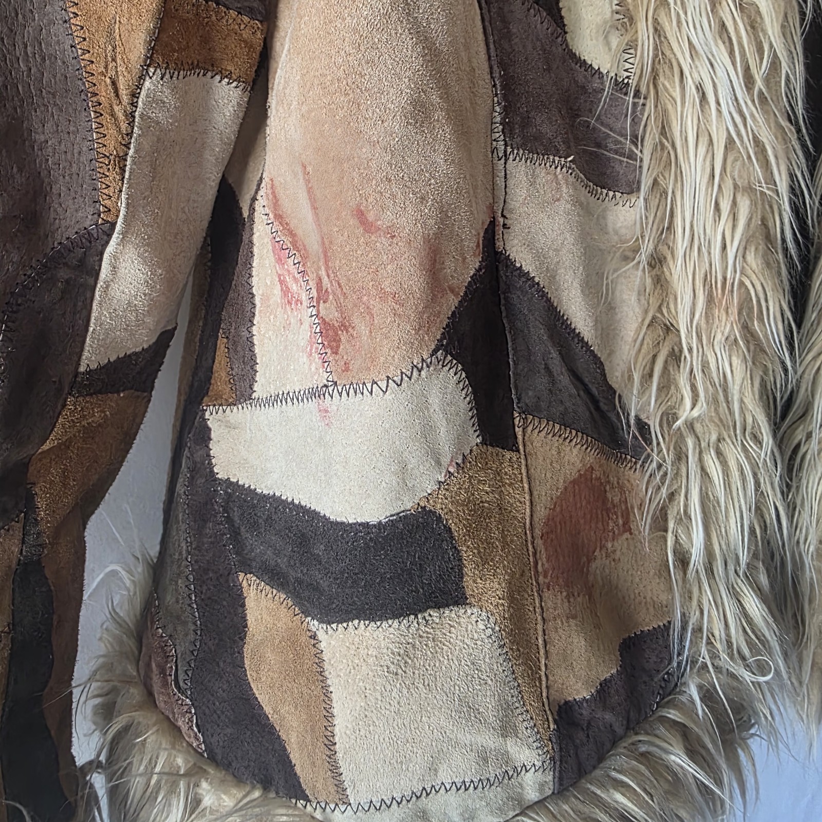 Vtg Outbrook Patchwork Suede Leather Jacket Penny… - image 6