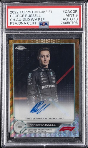 2022 TOPPS CHROME FORMULA 1 CHROME AUTOS GEORGE RUSSELL 37/50 PSA 9 AUTO 10