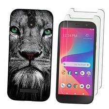 for BLU View 2 /B130DL Case with 2 Tempered Glass Screen Protectors, Lion