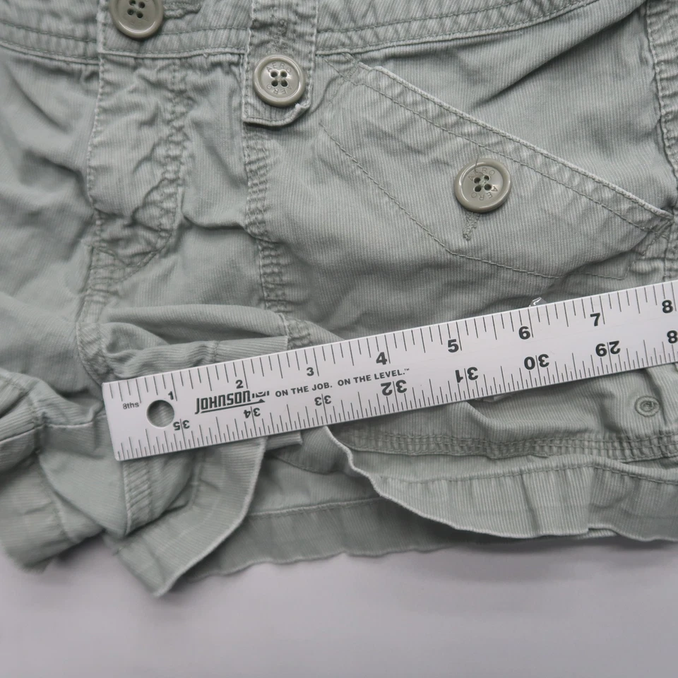 Micro Mini Pantalones Cortos Aeropostale Mujer 7/8 Verde Utilitario Ejército Tiro Bajo De Colección Foto 4 de 4