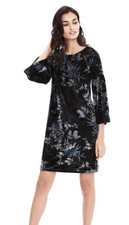 Banana Republic Dress Womens XS Black Floral Velour Romantic Date Night Dramatic