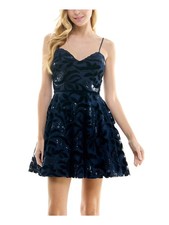 CITY STUDIO Womens Short Dress Navy Padded Cups Lined Juniors 34
