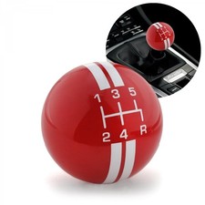 Red Shift Knob With White Rally Stripe- 5 Speed Shift Pattern- M16x1.5 Insert