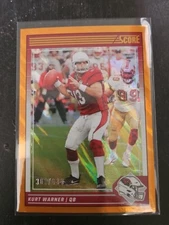 2024 Score Orange Lava #8 Kurt Warner card, Los Angeles Rams HOF #/630