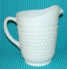 Vtg Anchor Hocking White Milk Glass Hobnail Pitcher 8" Tall Ice Tea Lemonade