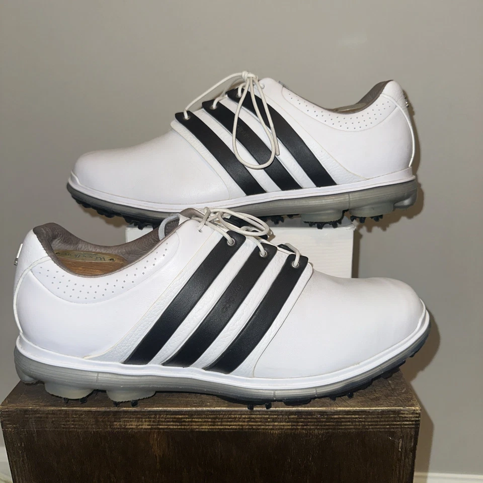 Zapatos de golf Adidas Adipure de cuero negro/blanco para hombre 11,5 EE. UU. Foto 4 de 4
