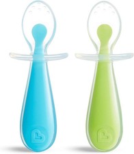 Munchkin Gentle Scoop Silicone Training Spoons, 2 Pack Blue/Green Munchkin