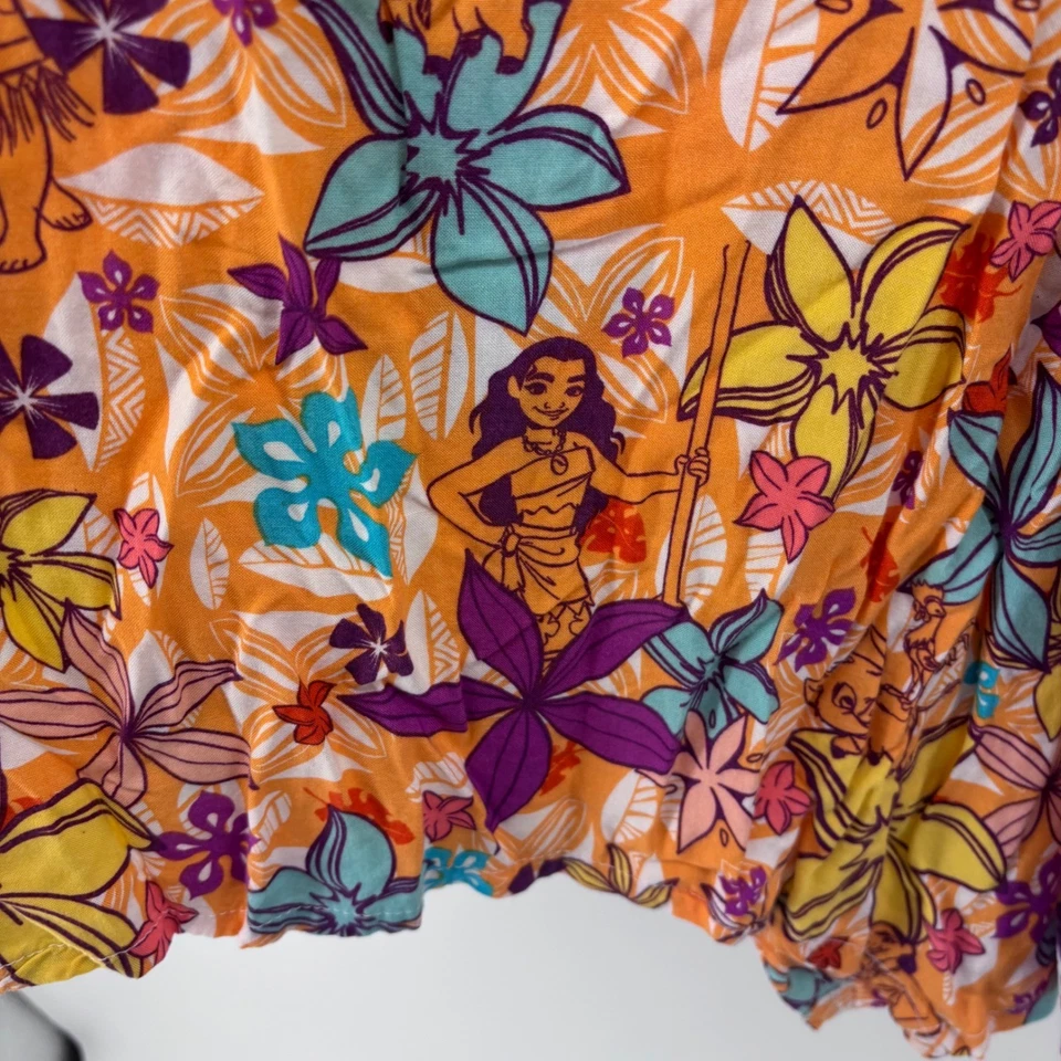 Disney Moana Girls Dress Size 5/6 Orange Floral Tassel Sleeveless Kids - Image 3 of 4