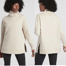 Athleta 24/7 Funnel Neck Sweatshirt Putty Medium Beige