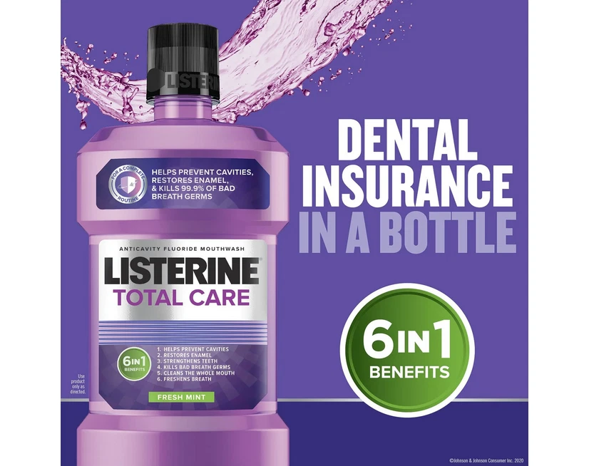 Listerine Total Care Fresh Mint Mouthwash, 33.8 fl. oz., 3 pk. - Image 4 of 4