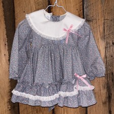 VTG Floral Mini World Lace Ruffles Full Circle Dress Size 9-12 Months