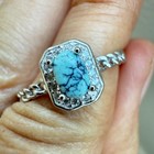925 Sterling Silver Ring 5x3mm Natural Blue Turquoise Gemstone Zircon Jewelry — photo 3