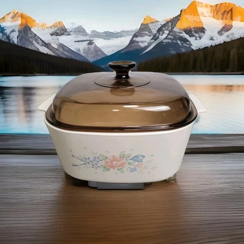 Vintage Corning Ware Pastel Bouquet 5L Casserole A-5-B Smokey Pyrex Lid A-12-C