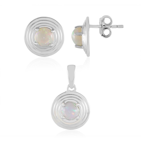 Cavill Welo Opal Silberset Damen Ohrringe AnhäNger 925 Sterling Silber 1,575Ct-image