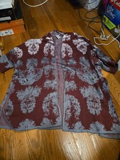 Marla Wynne Knit Drama Kimono Cardigan Burgundy Tapestry Oversized