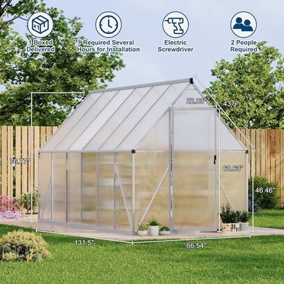 #ad Greenhouse with Roof Vent Large Walk In Polycarbonate for Outdoors Garden $312.12