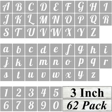 3 Inch Alphabet Letter Stencils for Painting - 62 Pack Letter and Number Sten...