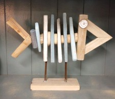 Decorative Driftwood Fish Sculpture Rustic Nautical Folk Art Beach Lake Shore