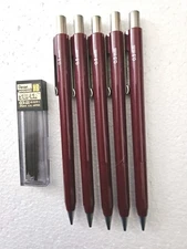 Lot Of  5 Skilcraft Mechanical Pencils Plus 30 HI Polymer HB 0.5mm Lead Vtg New