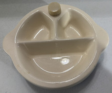 Vintage Excello cream/blue BABY warming bowl/plate
