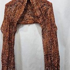 Japanese Imported Orange Brown Melange Thick Knit Scarf AC2