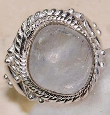 Natural Black Rutilated Quartz 925 Sterling Silver Ring Jewelry Sz 8 B16-4