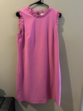 J.CREW Pink Solid Ruffle Sleeveless Round Neck Knee Shift Dress Size 10