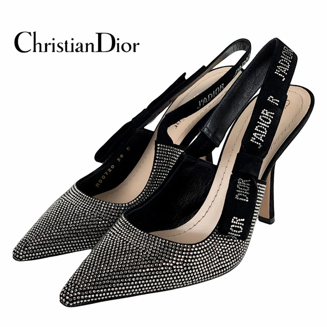 Escarpins Dior Christian JADIOR chaussures daim noir sandales écharpe occasion TIEE 0