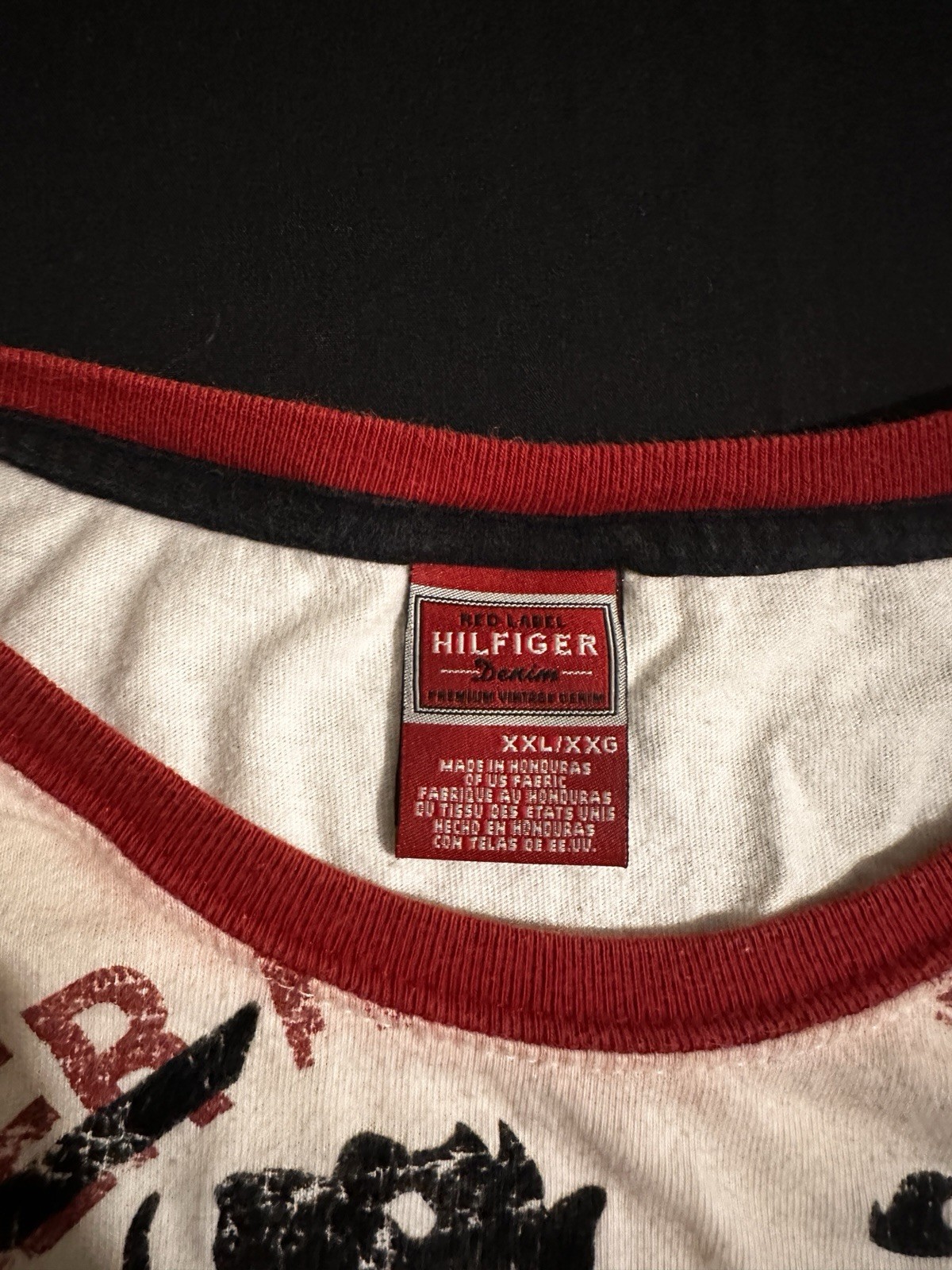 Hilfiger Denim Red Label Vintage Graphic T-Shirt White Red Cotton 2XL thumbnail 5