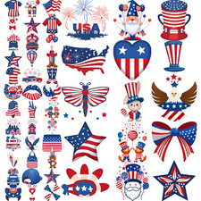 63pcs Temporary Tattoo Cartoon American Flag Uncle Sam Hat Stars And Stripes