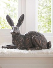 Deko Figur Hase groß, Polyresin, Antik Design in Kupfer, Oster Hasen Dekoration