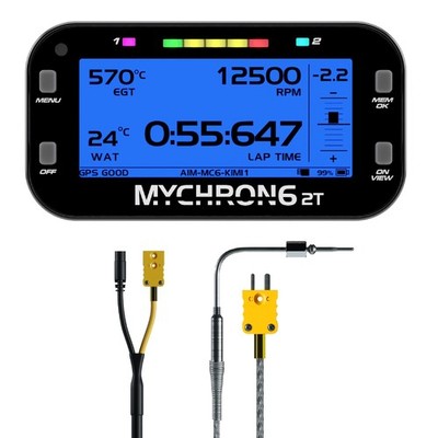 AIM MyChron 6 2T Dash Logger (GPS), Inc M12 KF Type EGT Sensor & Black/Yel Lead