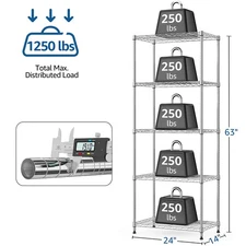 M MZG 5-Tier Wire Shelves Rack Metal Steel Garage Shelves Kitchen Office Storage