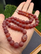 Vintage Carnelian Agate Beads Islamic Prayer Beads With Hand Carvings