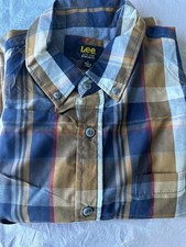 Lee Mens Stripe Button Down Short Sleeves Shi...