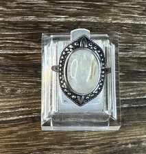 Handmade Sterling Silver Golden Rutilated Quartz Oval Ring Sz 5 Adj