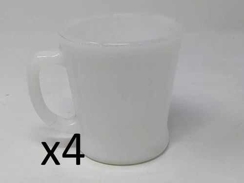Lot Set of FOUR vintage Anchor Hocking Fire King milk glass coffee mugs cups