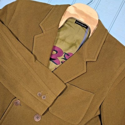 VTG Michael Winston Jacket Men's Size M Wool Cashmere Olive Camel Coat Runs Big