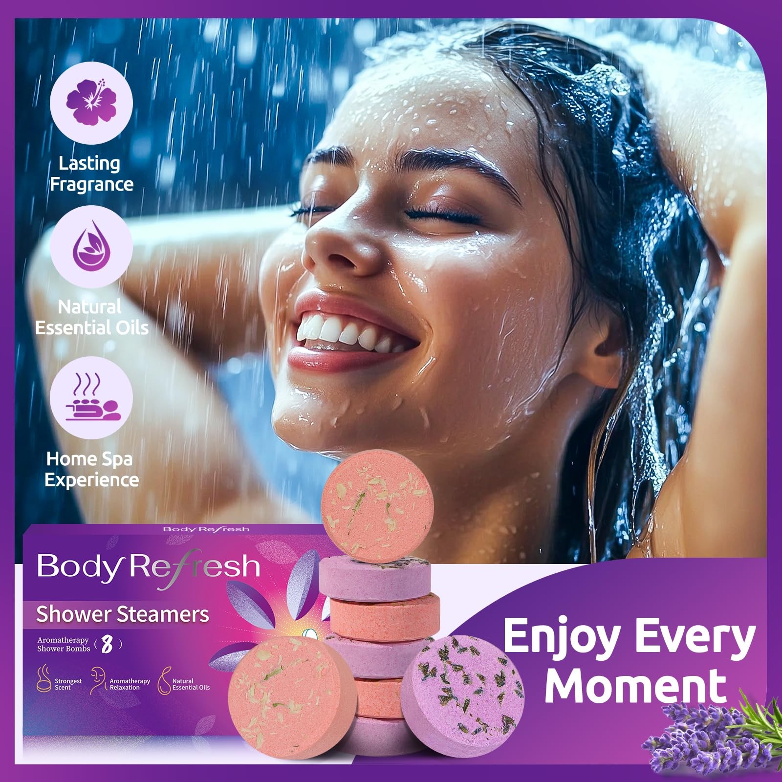 Shower Steamers Aromatherapy - 8 Pack Shower Bombs with Essential Oils, Chris... thumbnail 2