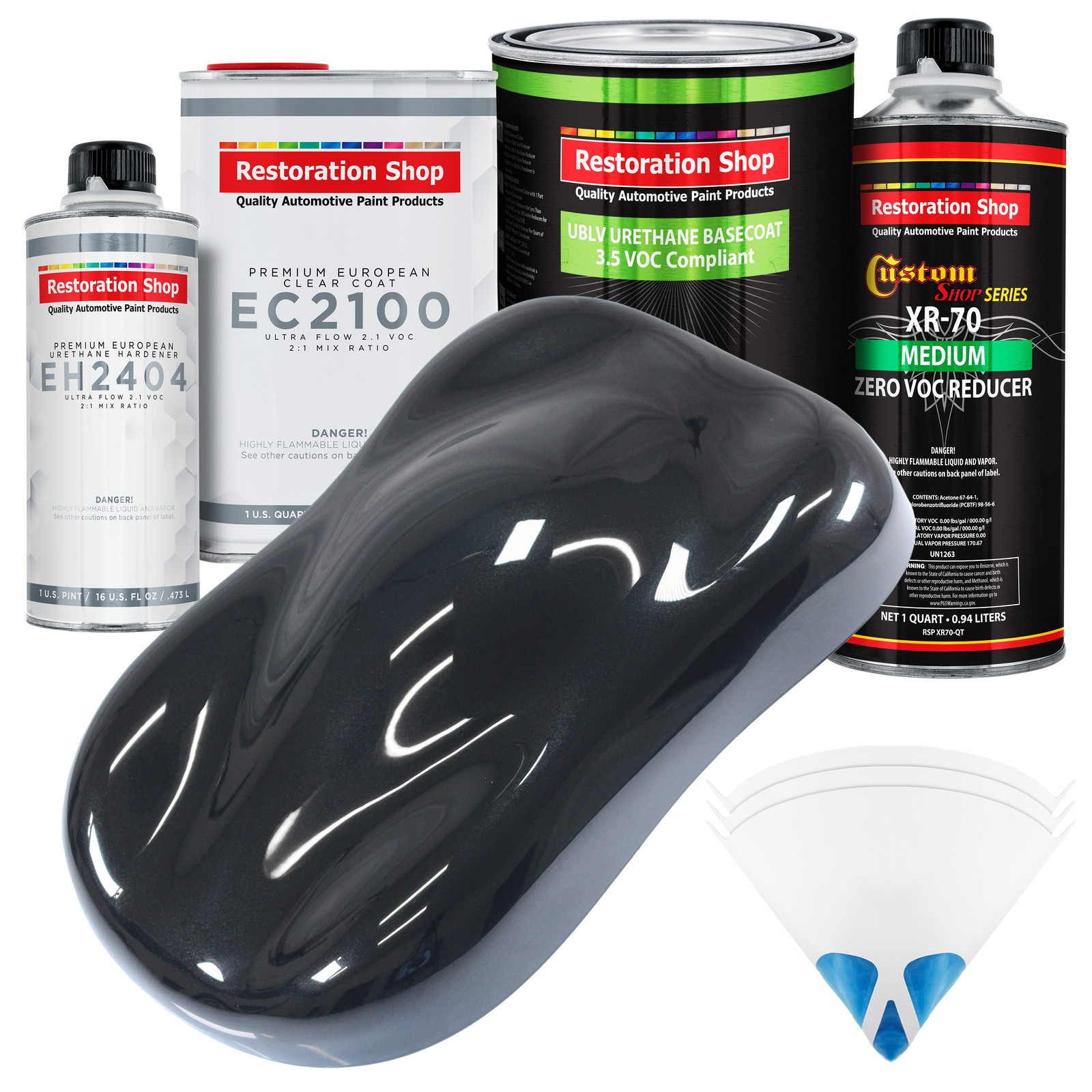 Phantom Black Pearl LOW VOC Urethane Basecoat Quart Kit & European Clear Coat