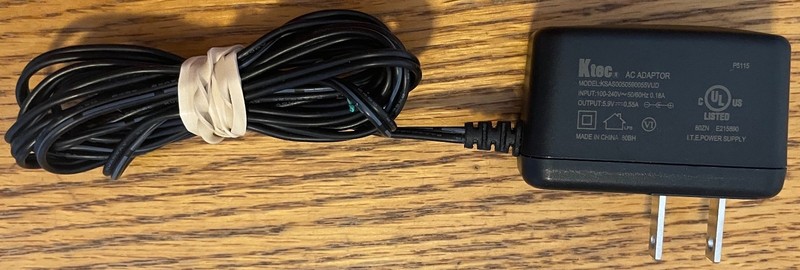 Ktec AC Adapter Model: KSAS0050590055VUD INPUT: 100-240V ~ 50/60Hz 0.1BA - P5115