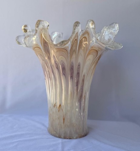 Tall Genuine Italian Art Deco Glass Vase Multi Color Tammaro Italy No 610 Murano - Picture 12 of 12