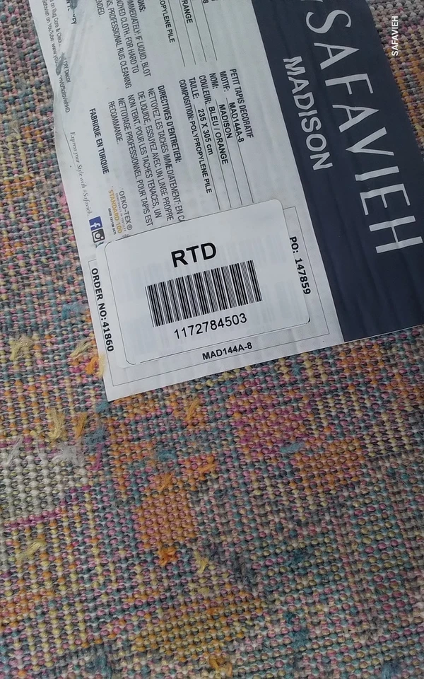 Alfombra AZUL/NARANJA 8'-0" x 10'-0" defecto, precio reducido 1172784503 MAD144A-8 Foto 4 de 4