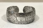 Vintage Sterling Silver Etched Cuff Bracelet WRJ Ronald J Wyancko