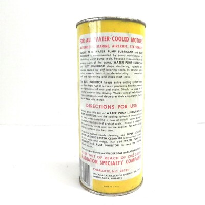 VINTAGE SOLDER SEAL WATER PUMP LUBRICANT & RUST INHIBITOR 16 FL OZ CAN FULL  VTG | eBay