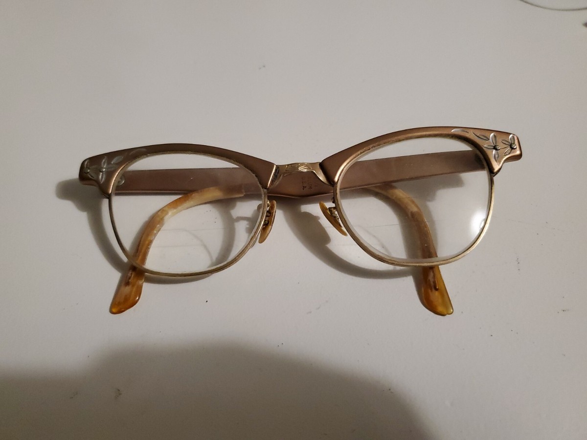 Vintage Art Craft Cateye Eyeglasses Aluminum Frames 4 - 5 Cat Eye Horn Rim Vintage ART CRAFT CAT EYE Eye Glasses Aluminum Frame 4 1/2  main image 2