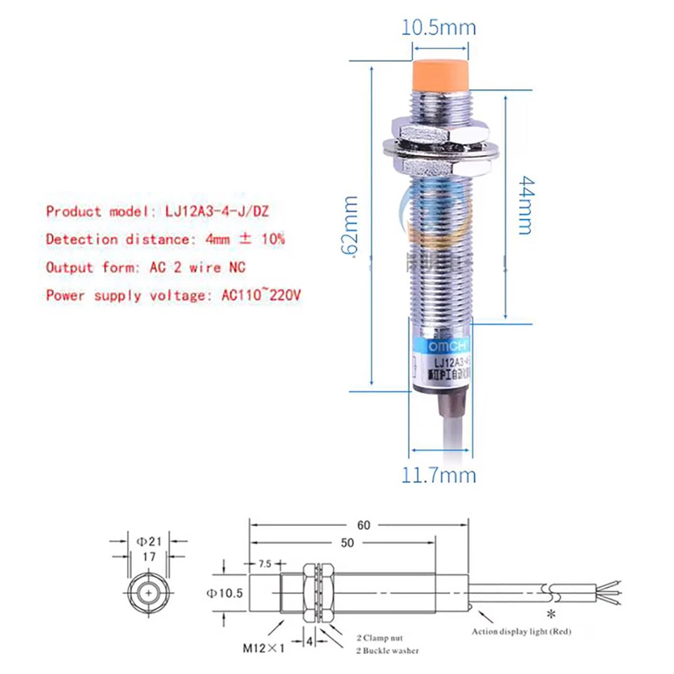 M8 M12 Inductive Proximity Switch Metal Sensor NO NC DC12-24V AC110-220V NPN PNP - Image 2 of 4