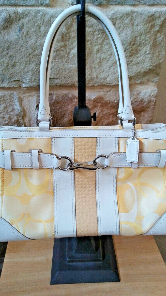 COACH Hampton Signature Canvas & Leather Yellow Satchel